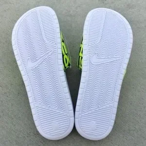 NIKE BENASSI SLIDES JUST DO IT NEONS VOLTS BLACKS WHITES SWOOSH Nike Benassi JDI 343880 090 Black White Slide Just Do It  main image 2